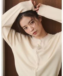 moi tytto（モイテュット）の「ノーカラーレースカーディガン（カーディガン/ボレロ）」