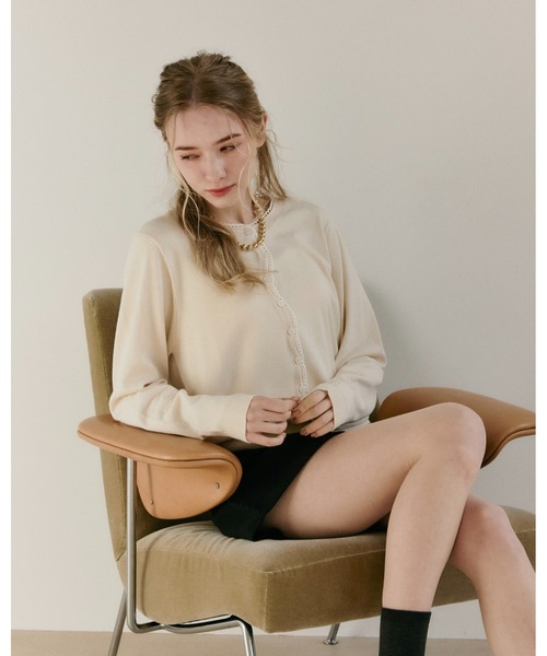 moi tytto（モイテュット）の「ノーカラーレースカーディガン（カーディガン/ボレロ・レディース・レッド/グレー/ブラウン/ブラック/アイボリー・FREE）」の11枚目の写真