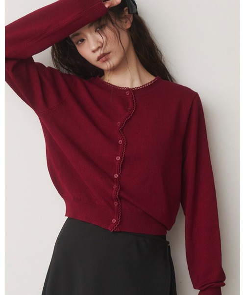 moi tytto（モイテュット）の「ノーカラーレースカーディガン（カーディガン/ボレロ・レディース・レッド/グレー/ブラウン/ブラック/アイボリー・FREE）」の8枚目の写真