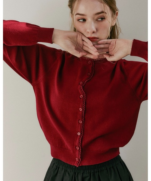 moi tytto（モイテュット）の「ノーカラーレースカーディガン（カーディガン/ボレロ・レディース・レッド/グレー/ブラウン/ブラック/アイボリー・FREE）」の6枚目の写真