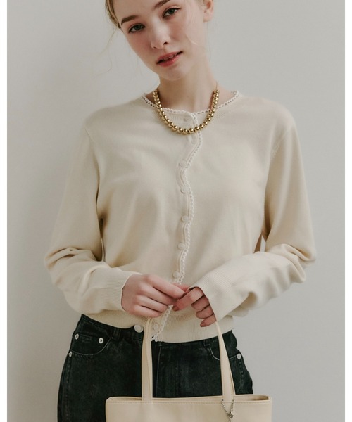 moi tytto（モイテュット）の「ノーカラーレースカーディガン（カーディガン/ボレロ・レディース・レッド/グレー/ブラウン/ブラック/アイボリー・FREE）」の14枚目の写真