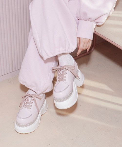 byあしながおじさん(バイアシナガオジサン)の「poyo|厚底スニーカー PY003(スニーカー・レディース・ブラック/ホワイト/ピンク・24cm/23.5cm/23cm/22.5cm/25cm/24.5cm)」の3枚目の写真