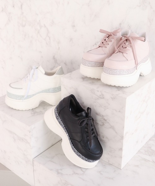 byあしながおじさん(バイアシナガオジサン)の「poyo|厚底スニーカー PY003(スニーカー・レディース・ブラック/ホワイト/ピンク・24cm/23.5cm/23cm/22.5cm/25cm/24.5cm)」の7枚目の写真