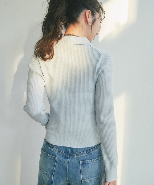 La boutique BonBon（ラブティックボンボン）の「ラメリブポロ衿カーディガン（カーディガン/ボレロ・レディース・ピンク/イエロー/サックスブルー・FREE）」の13枚目の写真