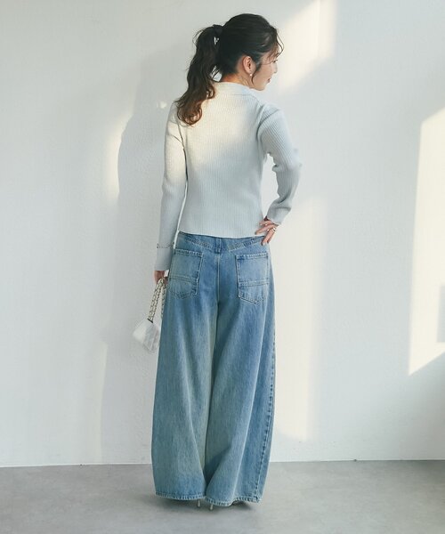 La boutique BonBon（ラブティックボンボン）の「ラメリブポロ衿カーディガン（カーディガン/ボレロ・レディース・ピンク/イエロー/サックスブルー・FREE）」の16枚目の写真