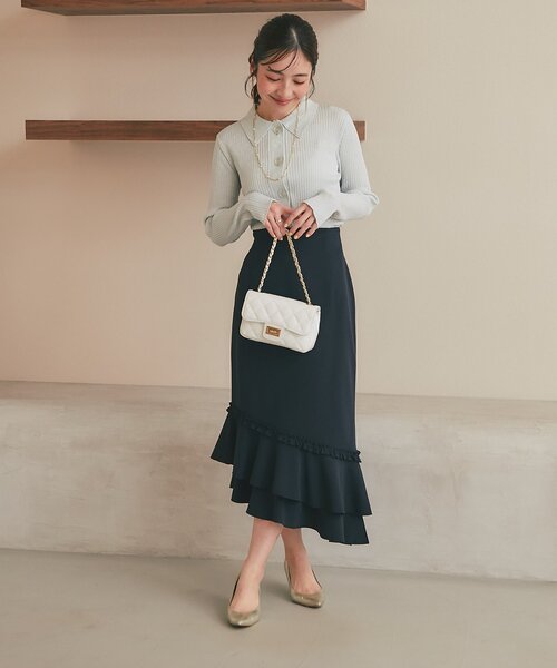 La boutique BonBon（ラブティックボンボン）の「ラメリブポロ衿カーディガン（カーディガン/ボレロ・レディース・ピンク/イエロー/サックスブルー・FREE）」の17枚目の写真