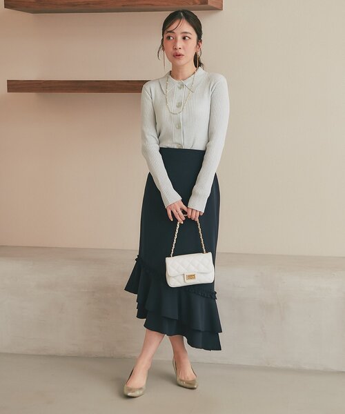 La boutique BonBon（ラブティックボンボン）の「ラメリブポロ衿カーディガン（カーディガン/ボレロ・レディース・ピンク/イエロー/サックスブルー・FREE）」の18枚目の写真