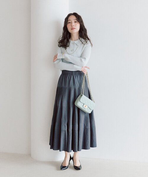 La boutique BonBon（ラブティックボンボン）の「ラメリブポロ衿カーディガン（カーディガン/ボレロ・レディース・ピンク/イエロー/サックスブルー・FREE）」の20枚目の写真