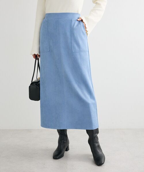 Green Parks(グリーンパークス)の「なめらかタッチスウェード調Iラインスカート(スカート・レディース・ブラック/ラベンダー/アイボリー/ブルー・FREE)」の3枚目の写真