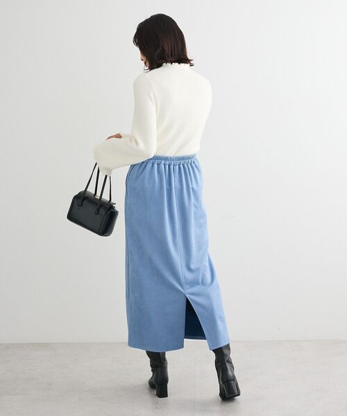 Green Parks(グリーンパークス)の「なめらかタッチスウェード調Iラインスカート(スカート・レディース・ブラック/ラベンダー/アイボリー/ブルー・FREE)」の7枚目の写真