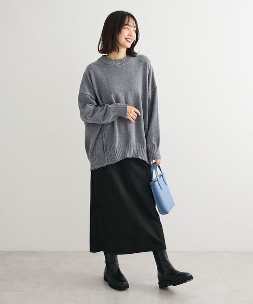 Green Parks(グリーンパークス)の「なめらかタッチスウェード調Iラインスカート(スカート・レディース・ブラック/ラベンダー/アイボリー/ブルー・FREE)」の12枚目の写真