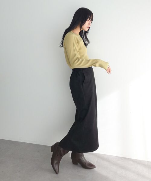 Green Parks(グリーンパークス)の「なめらかタッチスウェード調Iラインスカート(スカート・レディース・ブラック/ラベンダー/アイボリー/ブルー・FREE)」の16枚目の写真