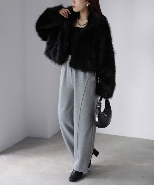 セール】ショート丈ダブルジップフェイクファーブルゾン（ブルゾン