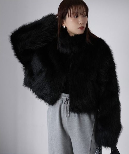 セール】ショート丈ダブルジップフェイクファーブルゾン（ブルゾン