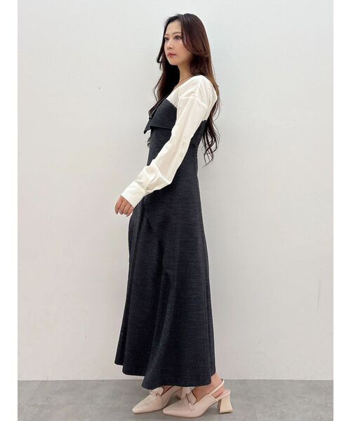 MERCURYDUO（マーキュリーデュオ）の「異素材ドッキングラップワンピース（ワンピース・レディース・ブラック/ベージュ・SMALL/MEDIUM）」の9枚目の写真