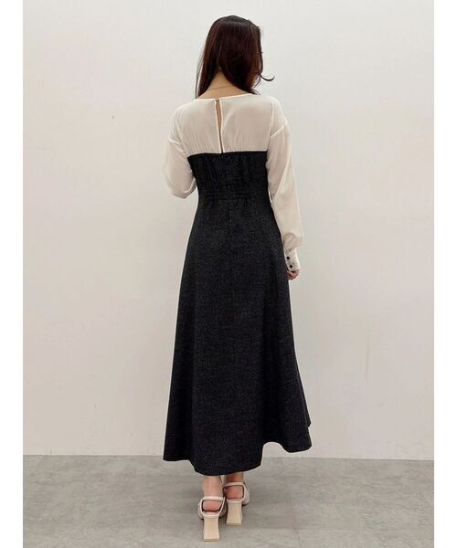 MERCURYDUO（マーキュリーデュオ）の「異素材ドッキングラップワンピース（ワンピース・レディース・ブラック/ベージュ・SMALL/MEDIUM）」の10枚目の写真