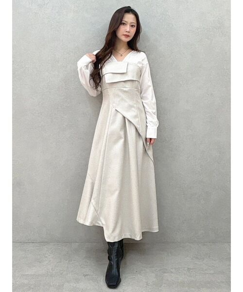 セール】異素材ドッキングラップワンピース（ワンピース）｜MERCURYDUO