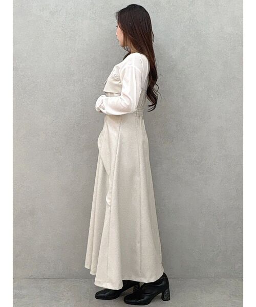 MERCURYDUO（マーキュリーデュオ）の「異素材ドッキングラップワンピース（ワンピース・レディース・ブラック/ベージュ・SMALL/MEDIUM）」の13枚目の写真