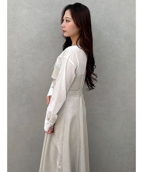 MERCURYDUO（マーキュリーデュオ）の「異素材ドッキングラップワンピース（ワンピース・レディース・ブラック/ベージュ・SMALL/MEDIUM）」の15枚目の写真