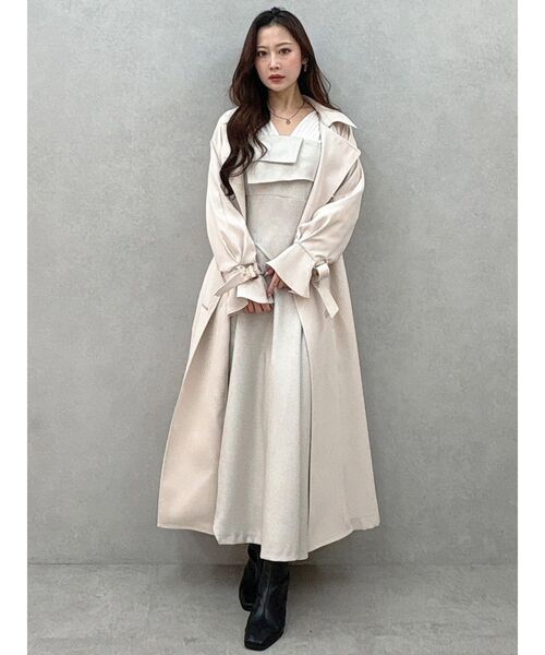 MERCURYDUO（マーキュリーデュオ）の「異素材ドッキングラップワンピース（ワンピース・レディース・ブラック/ベージュ・SMALL/MEDIUM）」の17枚目の写真