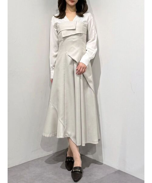 MERCURYDUO（マーキュリーデュオ）の「異素材ドッキングラップワンピース（ワンピース・レディース・ブラック/ベージュ・SMALL/MEDIUM）」の18枚目の写真