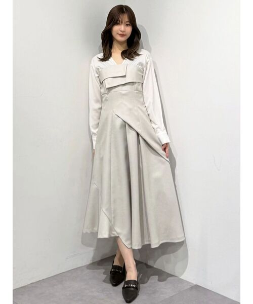 MERCURYDUO（マーキュリーデュオ）の「異素材ドッキングラップワンピース（ワンピース・レディース・ブラック/ベージュ・SMALL/MEDIUM）」の19枚目の写真