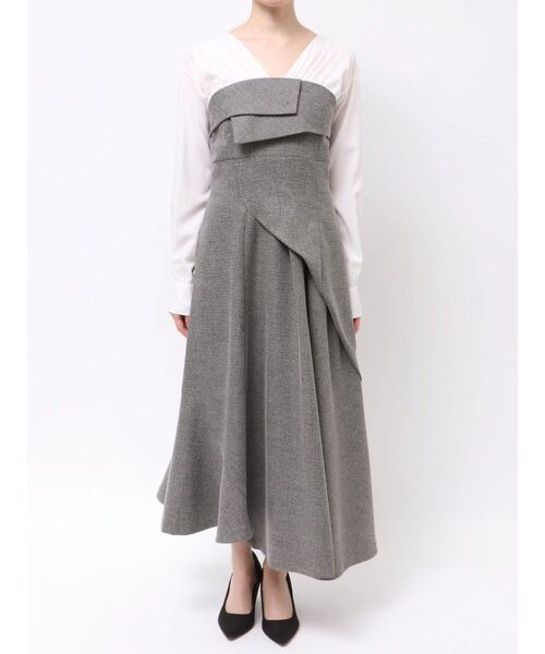 MERCURYDUO（マーキュリーデュオ）の「異素材ドッキングラップワンピース（ワンピース・レディース・ブラック/ベージュ・SMALL/MEDIUM）」の22枚目の写真