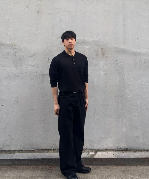 DECOROSO（デコローゾ）の「ディマ コットン ヘンリーネック 長袖Tシャツ [ブラック]（Tシャツ/カットソー・メンズ・その他・01/02）」の6枚目の写真