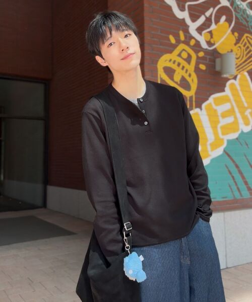 DECOROSO（デコローゾ）の「ディマ コットン ヘンリーネック 長袖Tシャツ [ブラック]（Tシャツ/カットソー・メンズ・その他・01/02）」の7枚目の写真