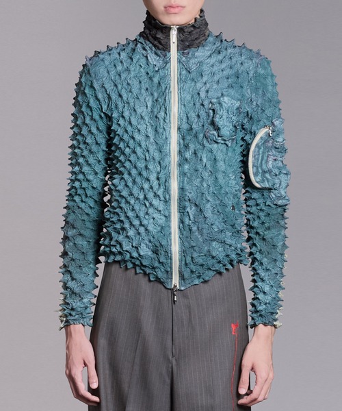 MASU(エムエーエスユー)の「【M A S U】SPIKY FLIGHT JACKET(テーラードジャケット・メンズ・グリーン/ブラック・46/48)」の2枚目の写真