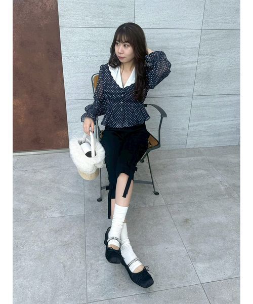 LILY BROWN(リリーブラウン)の「クラシックプリントカラーブラウス(シャツ/ブラウス・レディース・ライトベージュ/サックスブルー/ネイビー・F)」の19枚目の写真