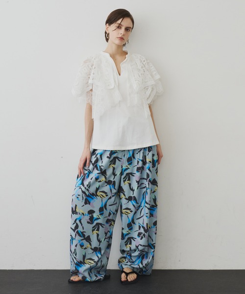 LA BELLE ETUDE（ラベルエチュード）の「オリジナルニュアンス柄リラックスパンツ（その他パンツ・レディース・ブラック/ライトグリーン・0/1）」の2枚目の写真