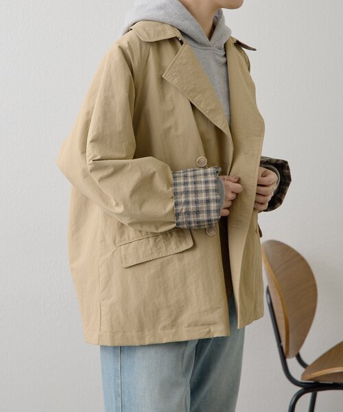 【本日値下げ】ear PAPILLONNER ボアロングコート 25AW セール】《軽量/撥水/2way》sampo×earコラボリバーシブルハーフコート
