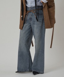MUHET（ミュエータ）の「belted denim pants / ベルト付きデニムパンツ（デニムパンツ）」