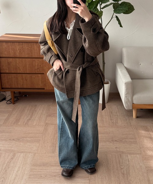 MUHET(ミュエータ)の「belted denim pants / ベルト付きデニムパンツ(デニムパンツ・レディース・インディゴブルー/ライトインディゴブルー・SMALL/MEDIUM/LARGE)」の3枚目の写真