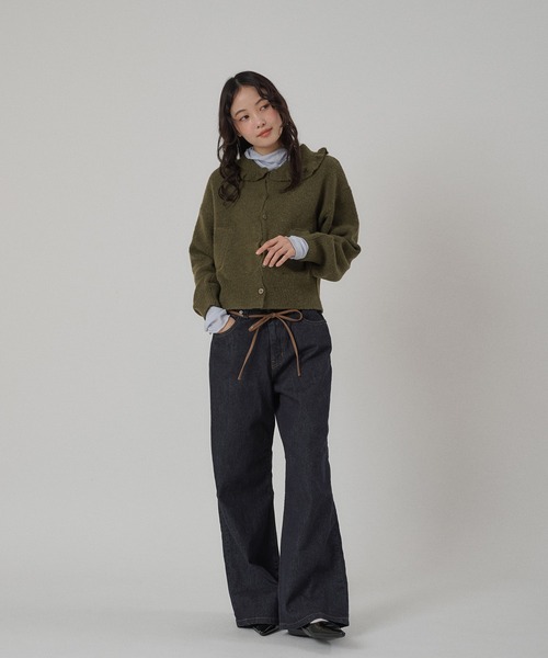 MUHET(ミュエータ)の「belted denim pants / ベルト付きデニムパンツ(デニムパンツ・レディース・インディゴブルー/ライトインディゴブルー・SMALL/MEDIUM/LARGE)」の17枚目の写真