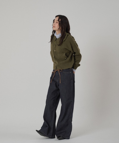 MUHET(ミュエータ)の「belted denim pants / ベルト付きデニムパンツ(デニムパンツ・レディース・インディゴブルー/ライトインディゴブルー・SMALL/MEDIUM/LARGE)」の19枚目の写真