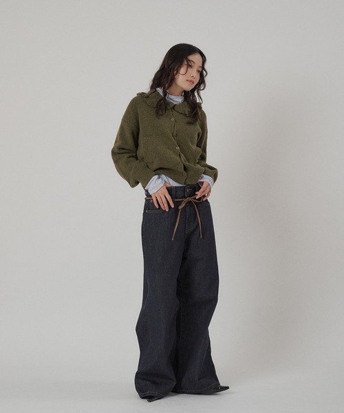 MUHET(ミュエータ)の「belted denim pants / ベルト付きデニムパンツ(デニムパンツ・レディース・インディゴブルー/ライトインディゴブルー・SMALL/MEDIUM/LARGE)」の18枚目の写真