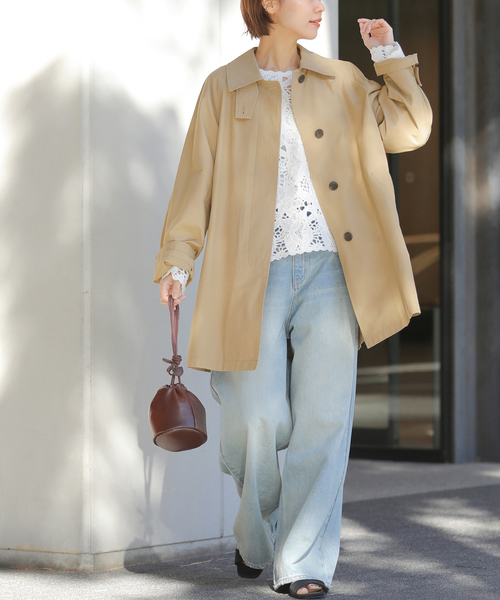 JOURNAL STANDARD relume（ジャーナルスタンダード　レリューム）の「［26SS新作］コットンナイロンAラインステンコート（ステンカラーコート・レディース・ベージュ/カーキ・FREE）」の2枚目の写真