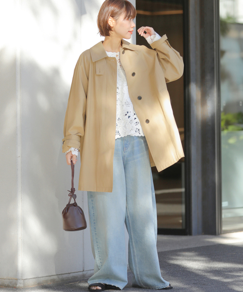 JOURNAL STANDARD relume（ジャーナルスタンダード　レリューム）の「［26SS新作］コットンナイロンAラインステンコート（ステンカラーコート・レディース・ベージュ/カーキ・FREE）」の3枚目の写真