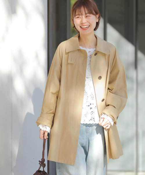 JOURNAL STANDARD relume（ジャーナルスタンダード　レリューム）の「［26SS新作］コットンナイロンAラインステンコート（ステンカラーコート・レディース・ベージュ/カーキ・FREE）」の7枚目の写真