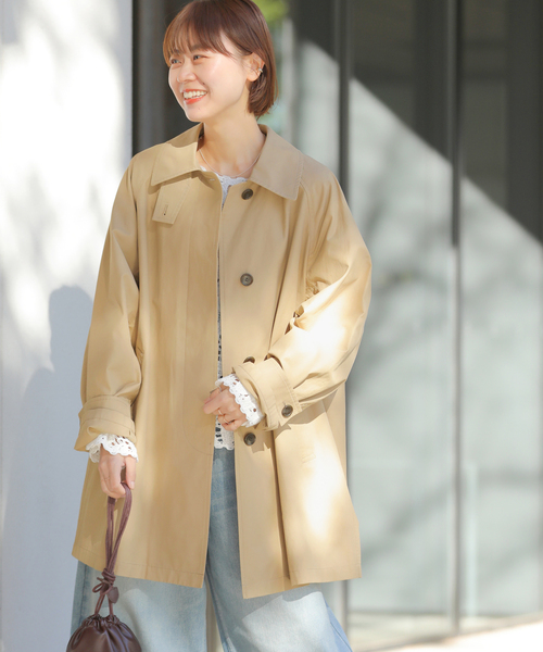 JOURNAL STANDARD relume（ジャーナルスタンダード　レリューム）の「［26SS新作］コットンナイロンAラインステンコート（ステンカラーコート・レディース・ベージュ/カーキ・FREE）」の8枚目の写真