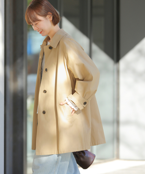 JOURNAL STANDARD relume（ジャーナルスタンダード　レリューム）の「［26SS新作］コットンナイロンAラインステンコート（ステンカラーコート・レディース・ベージュ/カーキ・FREE）」の9枚目の写真
