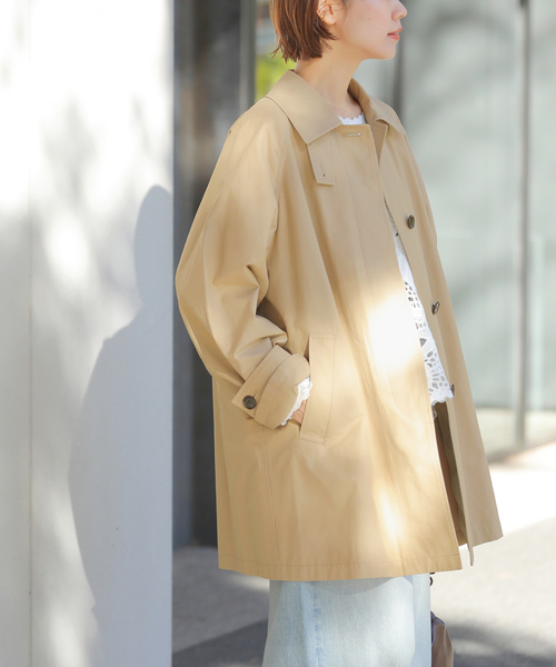 JOURNAL STANDARD relume（ジャーナルスタンダード　レリューム）の「［26SS新作］コットンナイロンAラインステンコート（ステンカラーコート・レディース・ベージュ/カーキ・FREE）」の10枚目の写真