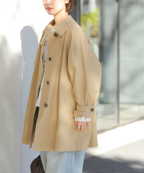 JOURNAL STANDARD relume（ジャーナルスタンダード　レリューム）の「［26SS新作］コットンナイロンAラインステンコート（ステンカラーコート・レディース・ベージュ/カーキ・FREE）」の11枚目の写真