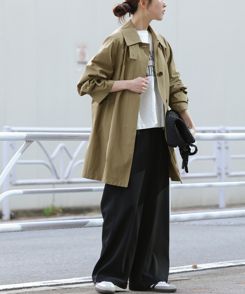 JOURNAL STANDARD relume（ジャーナルスタンダード　レリューム）の「［26SS新作］コットンナイロンAラインステンコート（ステンカラーコート・レディース・ベージュ/カーキ・FREE）」の13枚目の写真