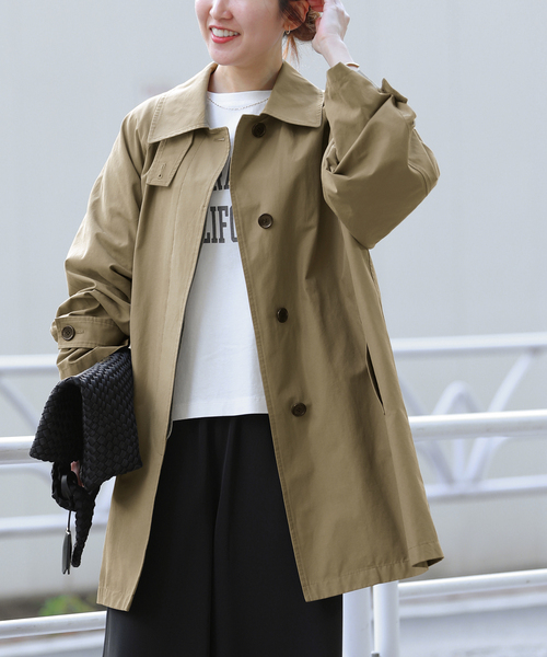 JOURNAL STANDARD relume（ジャーナルスタンダード　レリューム）の「［26SS新作］コットンナイロンAラインステンコート（ステンカラーコート・レディース・ベージュ/カーキ・FREE）」の17枚目の写真