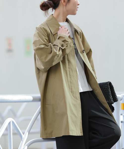 JOURNAL STANDARD relume（ジャーナルスタンダード　レリューム）の「［26SS新作］コットンナイロンAラインステンコート（ステンカラーコート・レディース・ベージュ/カーキ・FREE）」の19枚目の写真