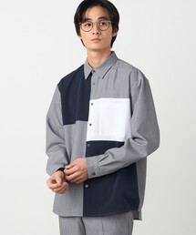 COMME CA ISM | ウールライク ストレッチツイル ブロッキングシャツ(シャツ/ブラウス)