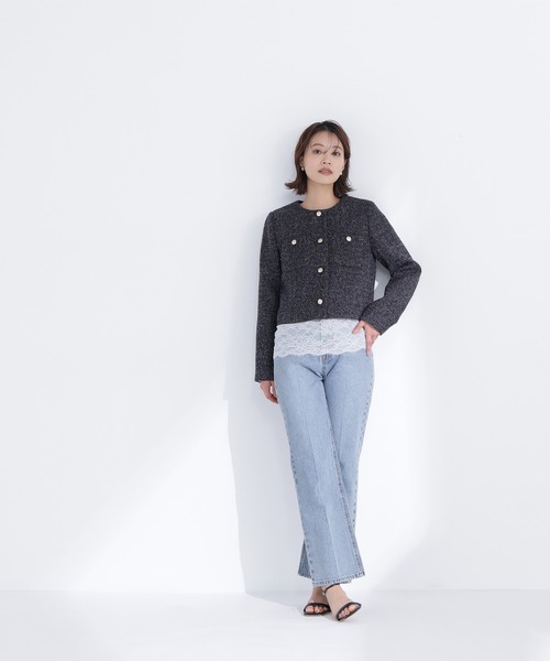 NATURAL BEAUTY BASIC（ナチュラルビューティーベーシック）の「◇ツイードノーカラージャケット（ノーカラージャケット・レディース・ブラック系その他/ホワイト系その他/キャメル・SMALL/MEDIUM）」の22枚目の写真